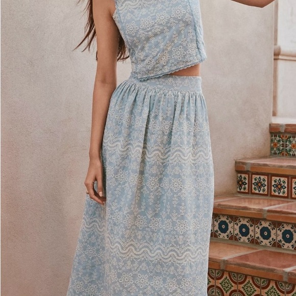 LOFT Dresses & Skirts - LOFT Light Blue Floral Maxi Skirt